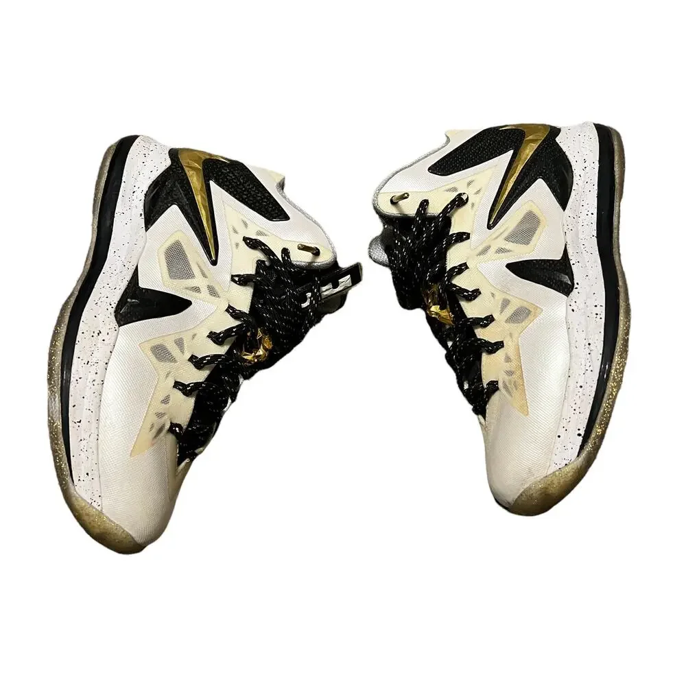 Nike Lebron 10 Elite 'Home' mens Gold Black & White Mens Sneakers Size 7.5